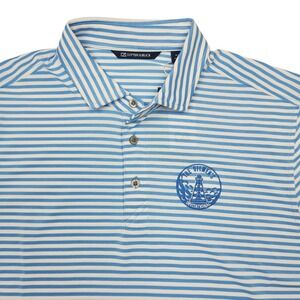 Cutter & Buck Oilmen's Invitational Golf Polo Shirt M Blue White Stripe Short MS